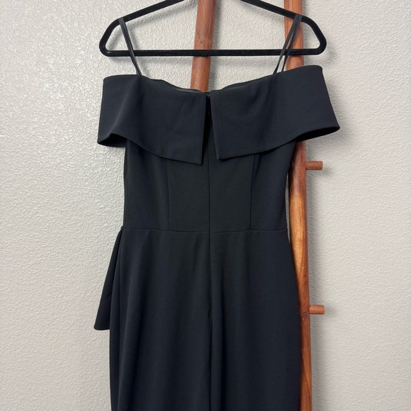 Betsy & Adam Black Ruffle Off-Shoulder Mermaid Gown Black Sz 6 - Picture 9 of 16